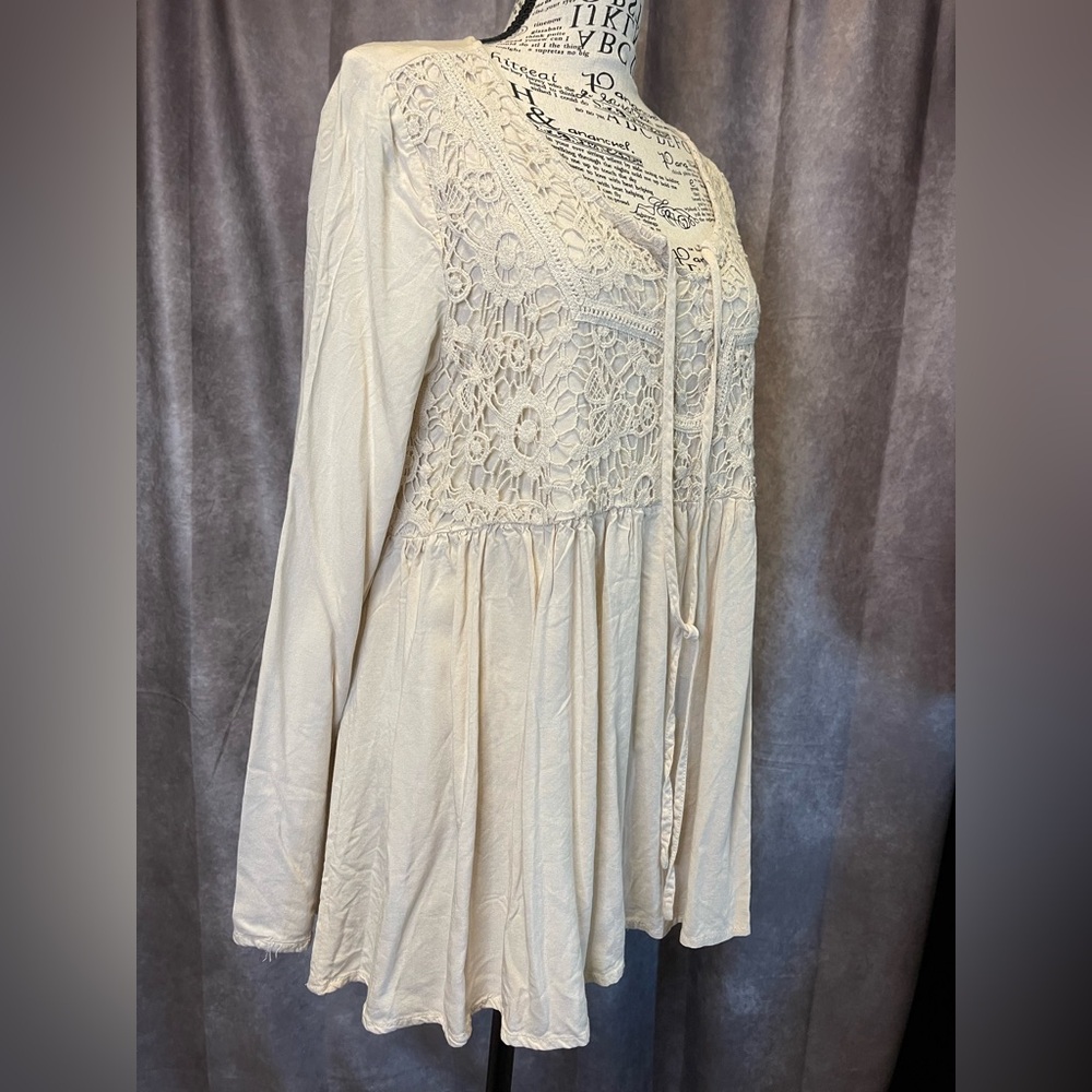Tantrums Cream Lace Detail Top Boho Large - Picture 3 of 7